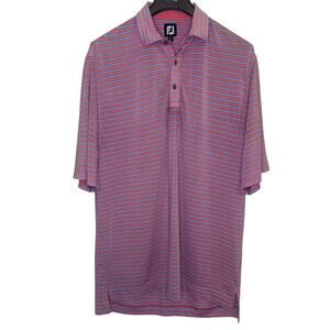 Men’s Footjoy Short Sleeve Shirt Golf Preppy Pink Blue Stripes Size Large